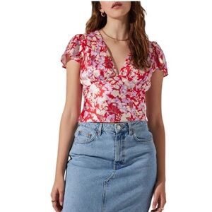 Astr Floral Red and Purple Blouse